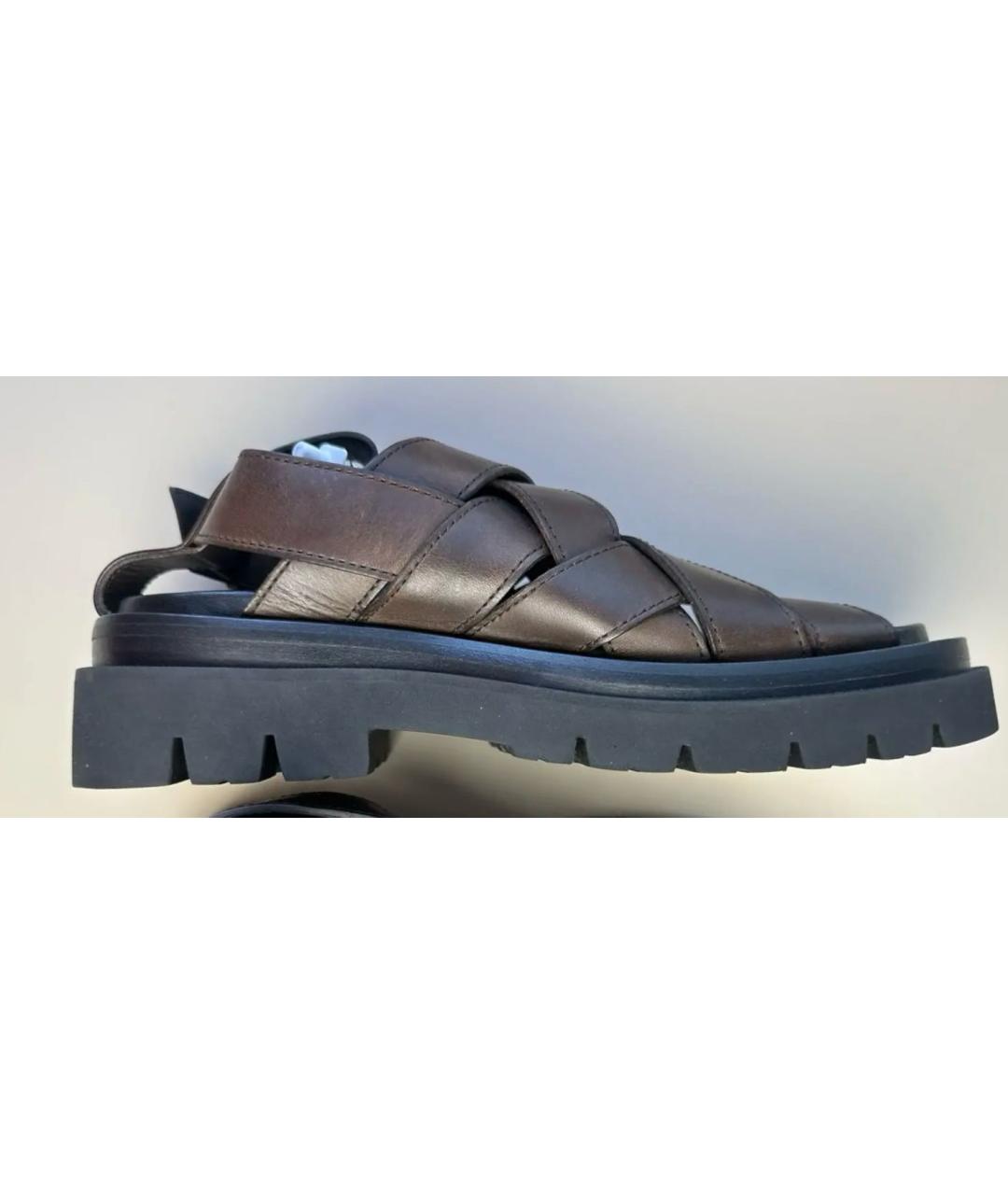 BOTTEGA VENETA Коричневые кожаные сандалии, фото 9