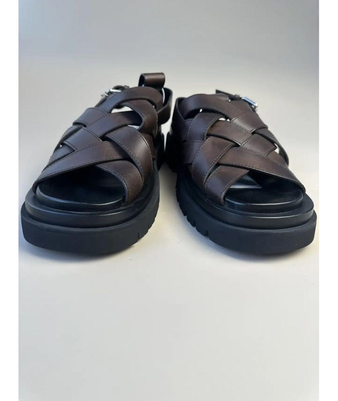 BOTTEGA VENETA Коричневые кожаные сандалии, фото 7