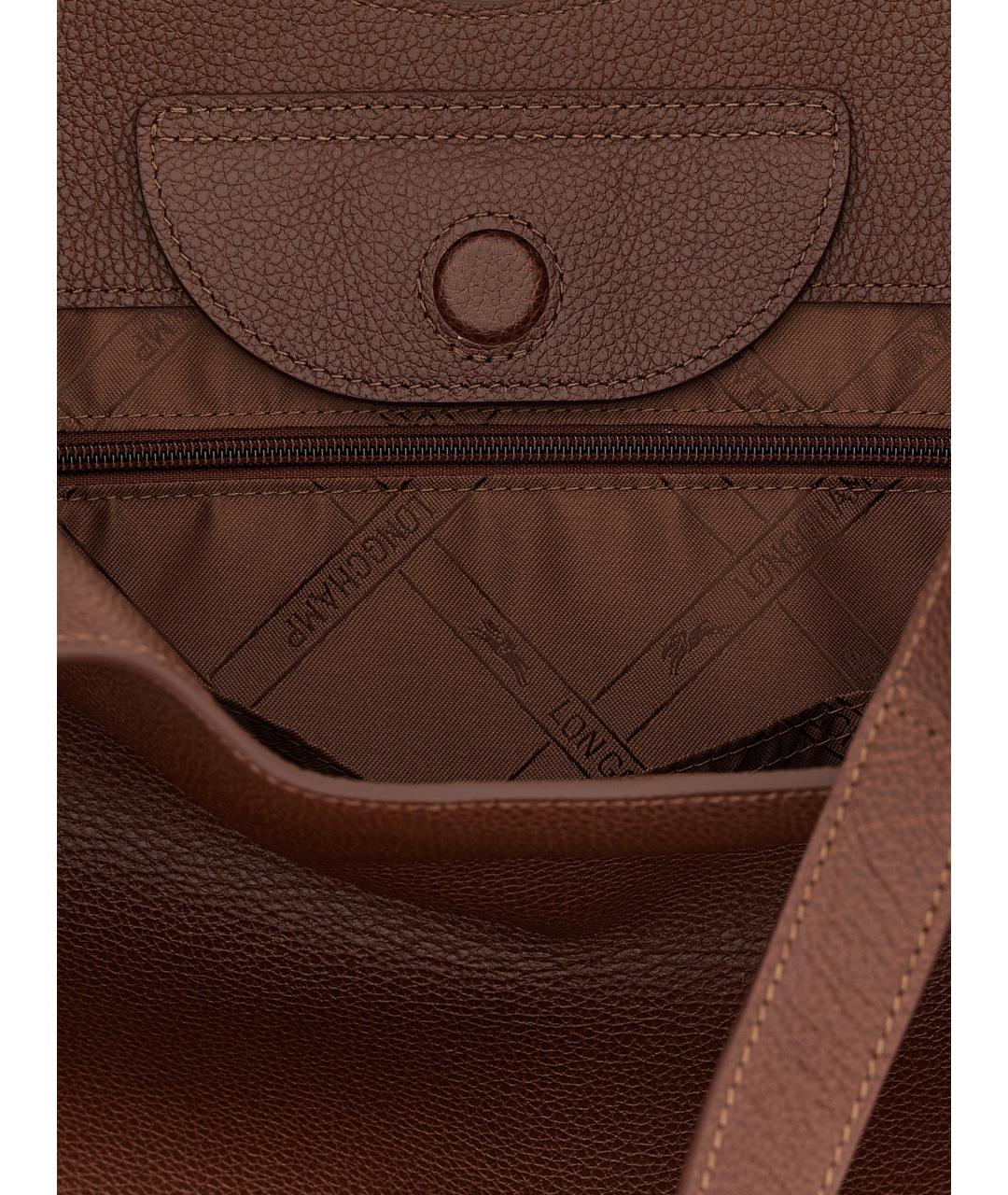 LONGCHAMP Коричневая кожаная сумка тоут, фото 4