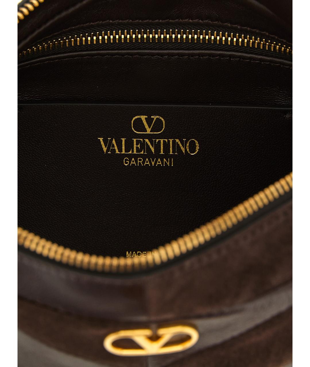 VALENTINO Коричневая кожаная сумка через плечо, фото 4