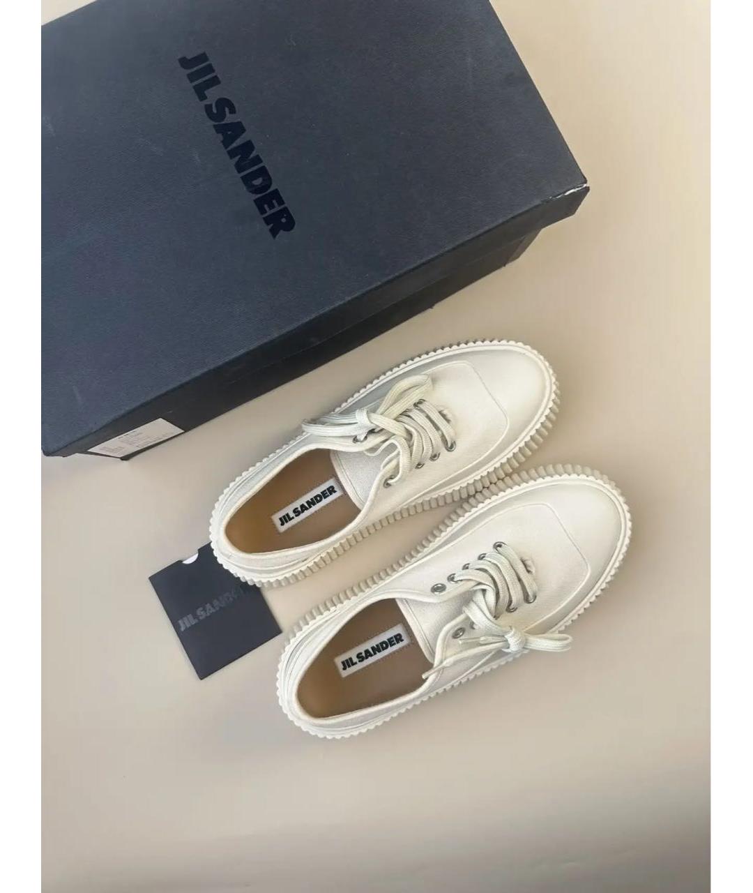 JIL SANDER Белые текстильные кеды, фото 2