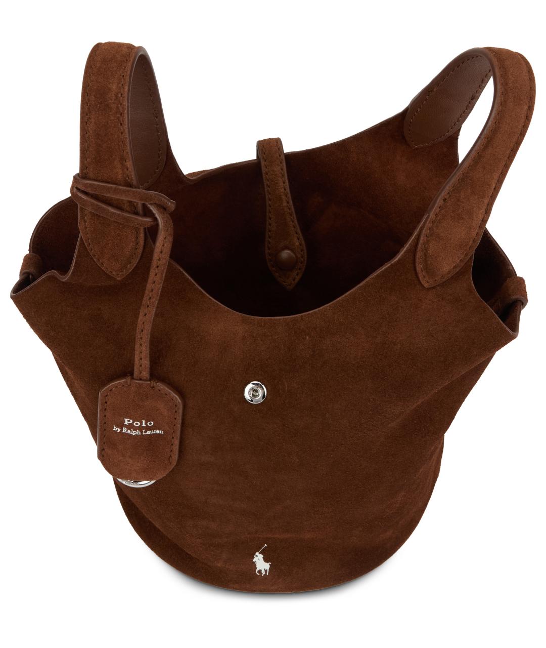 POLO RALPH LAUREN Коричневая кожаная сумка через плечо, фото 4