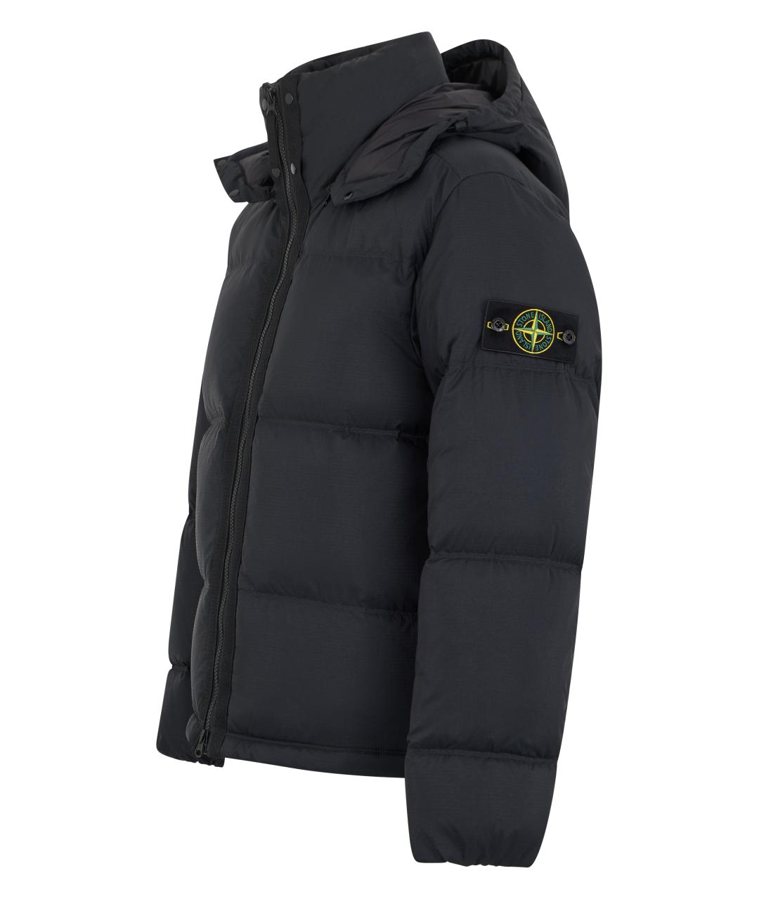 STONE ISLAND Черный полиэстеровый пуховик, фото 3