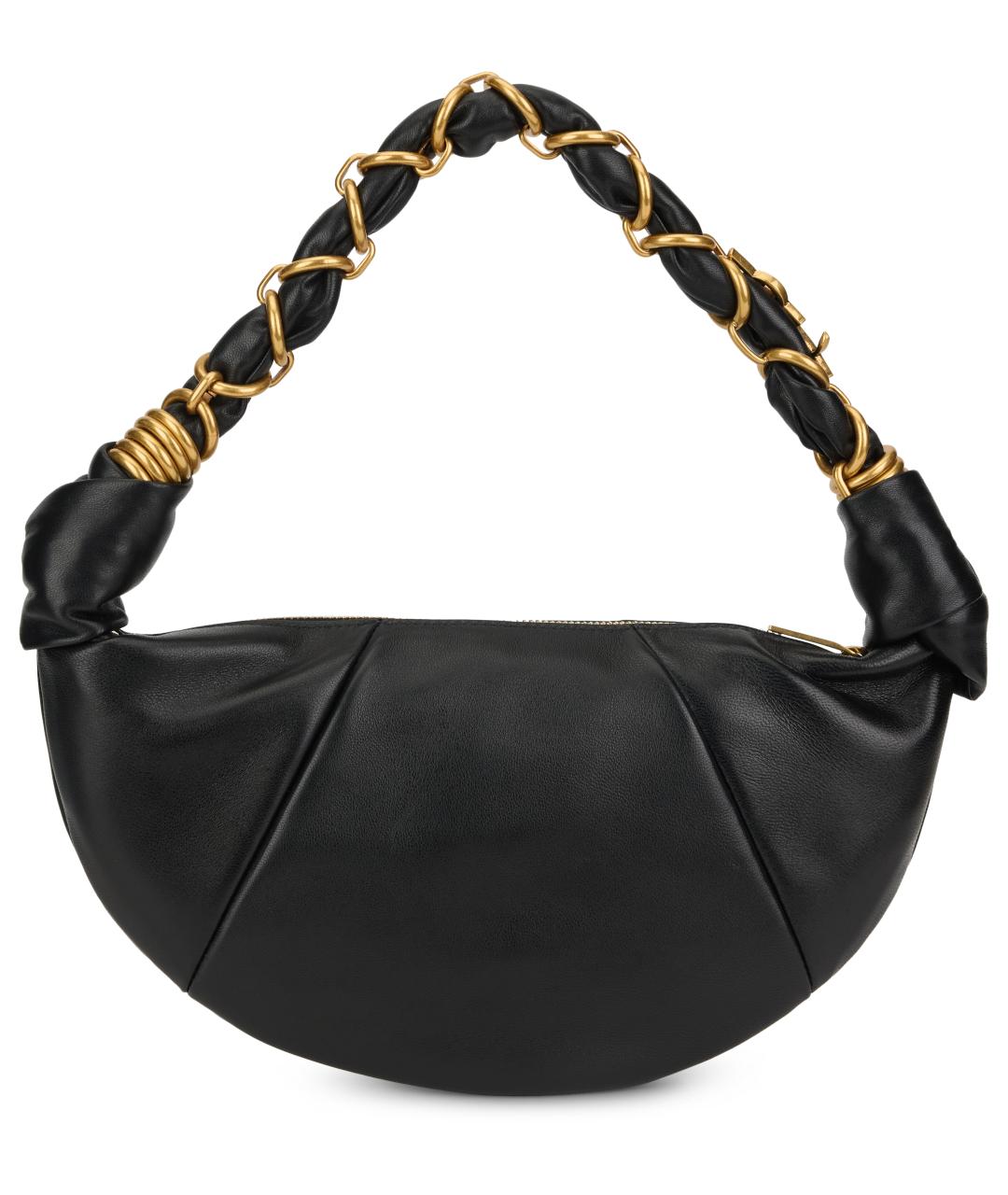 SAINT LAURENT Черная кожаная сумка с короткими ручками, фото 4