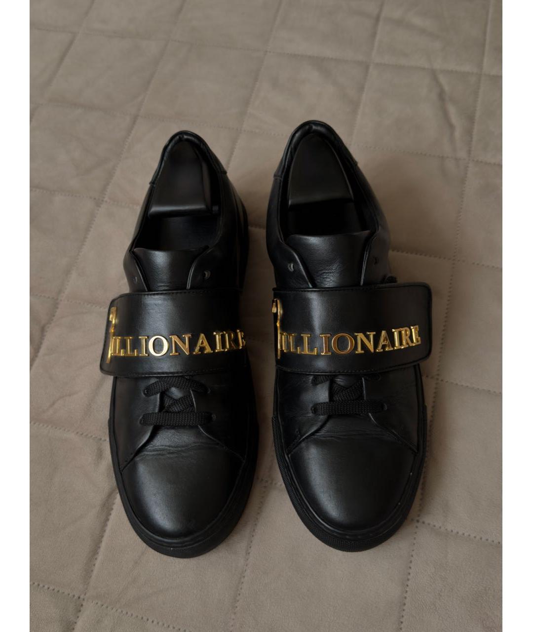 BILLIONAIRE Черные кожаные низкие кроссовки / кеды, фото 3