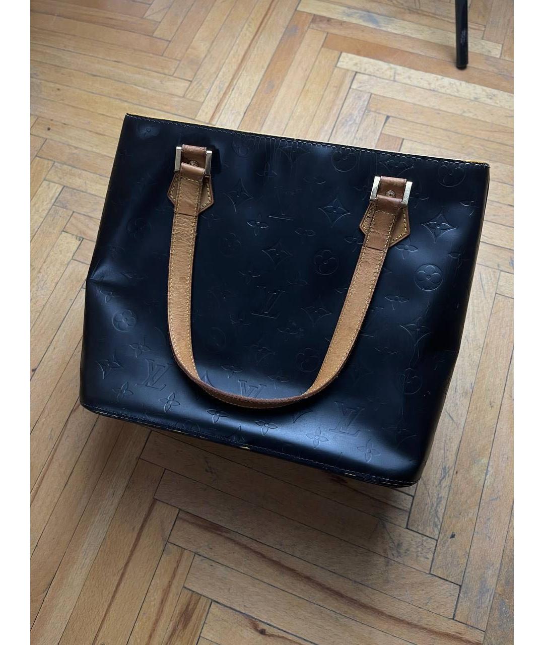 LOUIS VUITTON Черная кожаная сумка тоут, фото 5