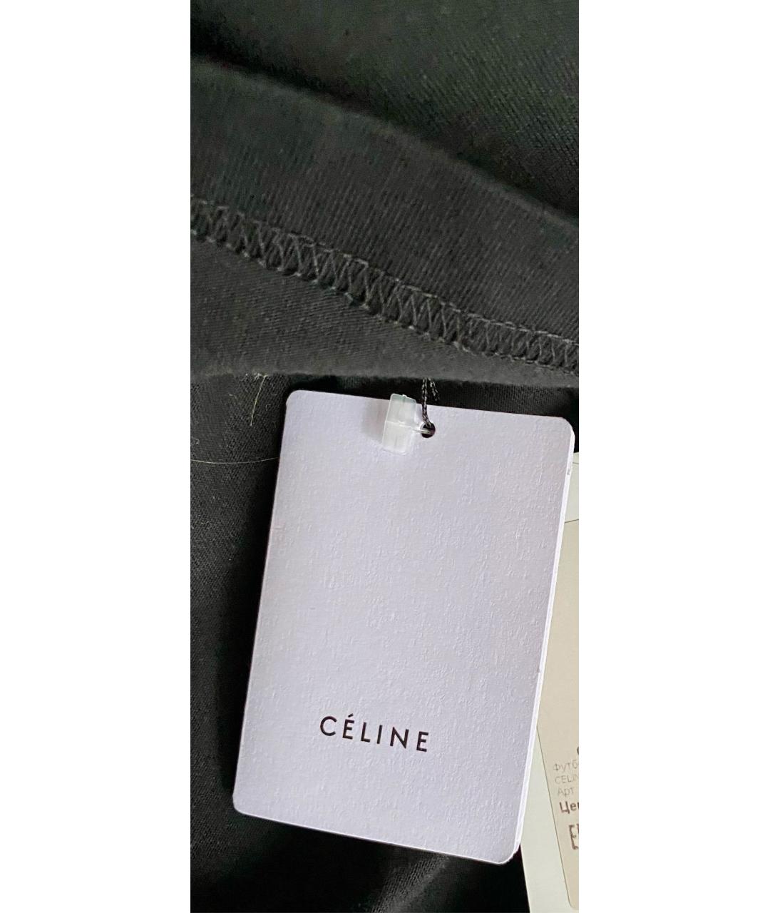 CELINE Черная хлопковая футболка, фото 4
