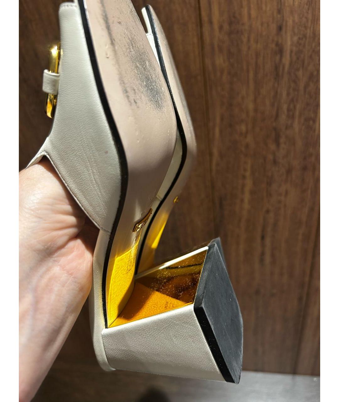 GUCCI Бежевые кожаные сабо, фото 8