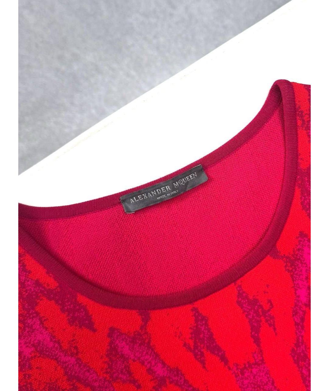 ALEXANDER MCQUEEN Красное вискозное повседневное платье, фото 3