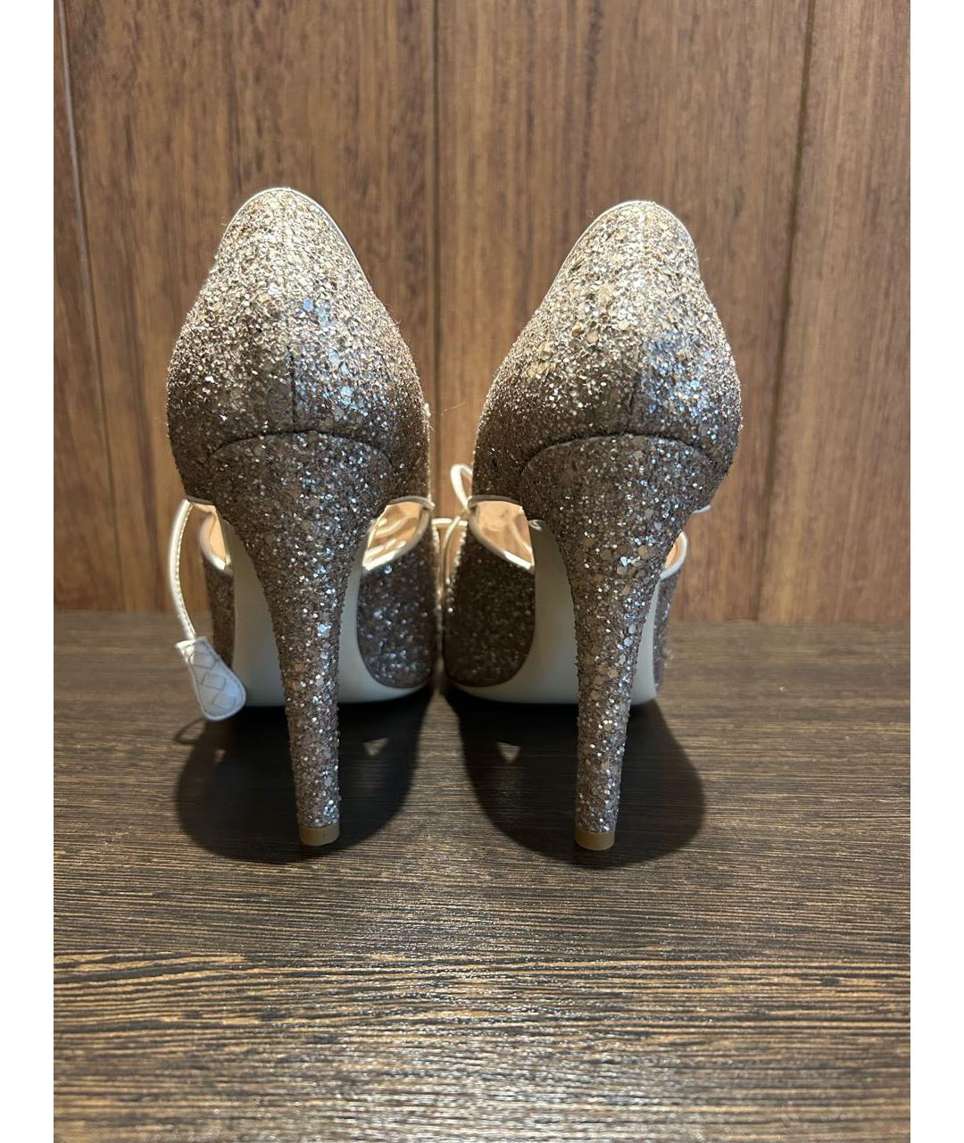BOTTEGA VENETA Золотые кожаные туфли, фото 4