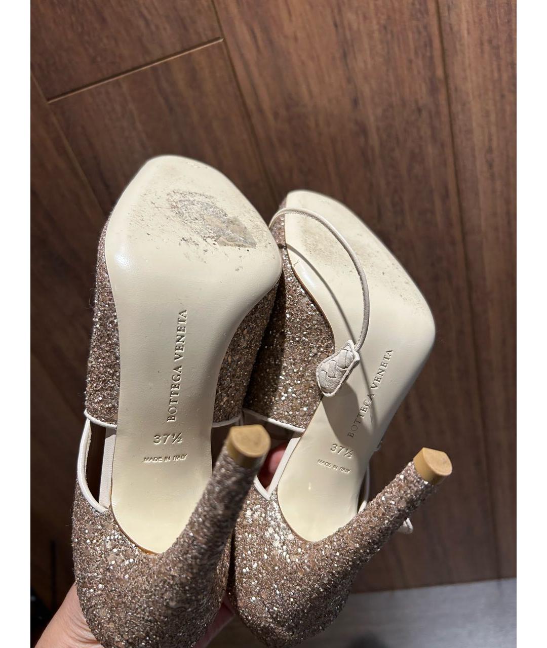 BOTTEGA VENETA Золотые кожаные туфли, фото 7