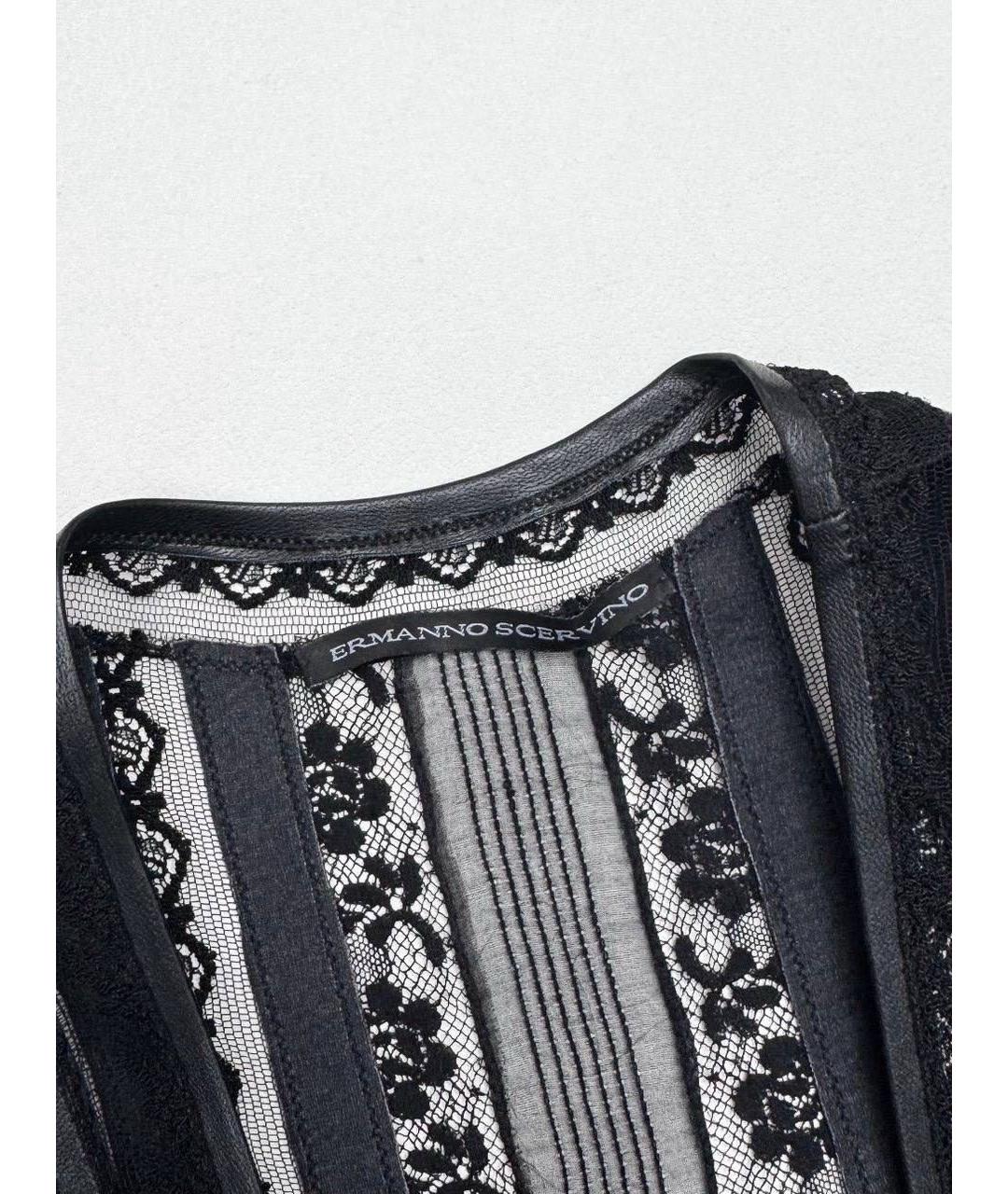 ERMANNO SCERVINO Черная кожаная майка, фото 4