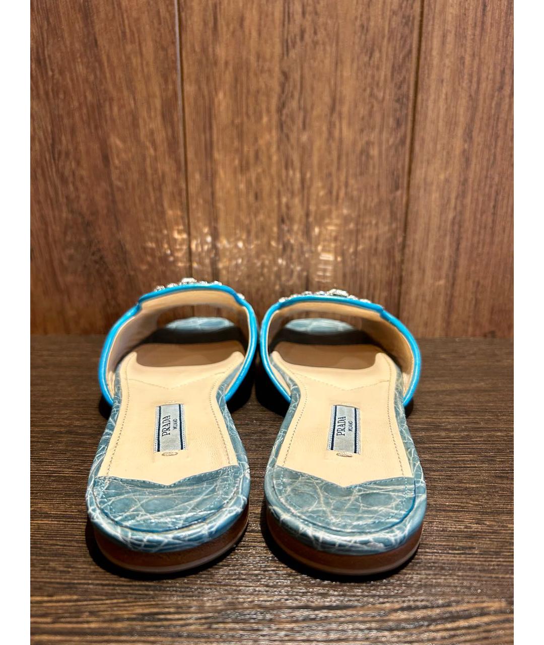 PRADA Голубые мюли из экзотической кожи, фото 4