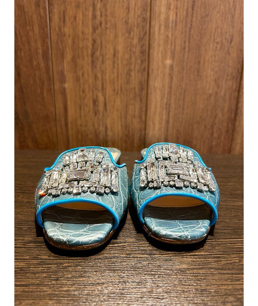 PRADA Голубые мюли из экзотической кожи, фото 2