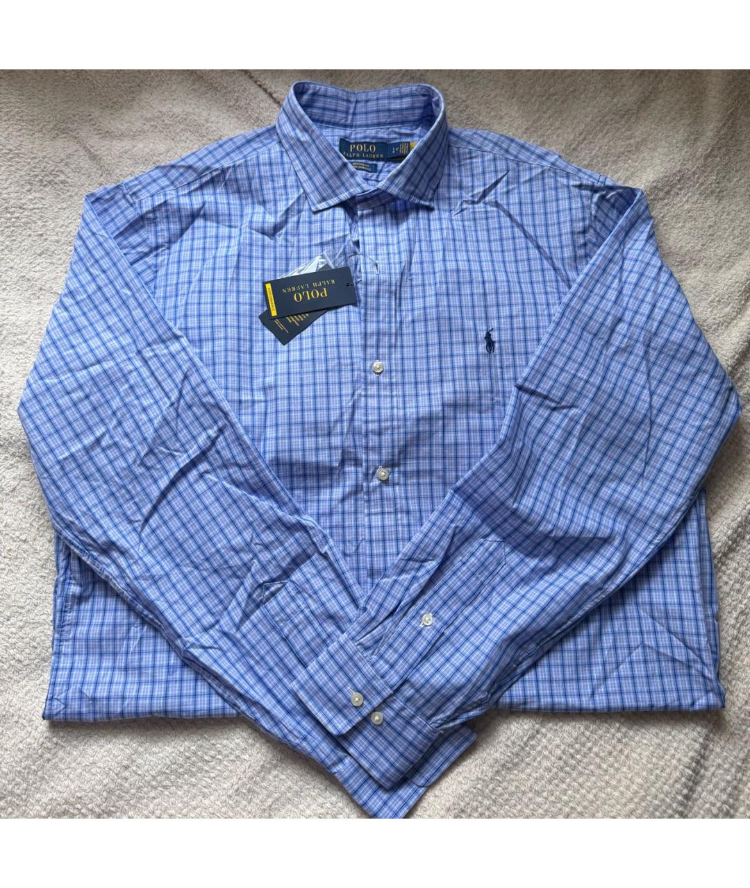 POLO RALPH LAUREN Голубая хлопковая классическая рубашка, фото 4