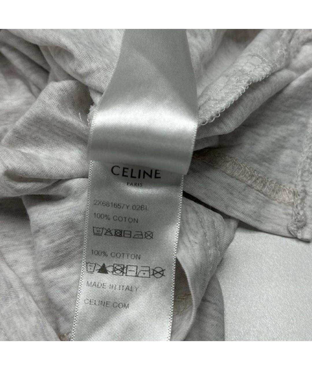 CELINE Серая хлопковая футболка, фото 7