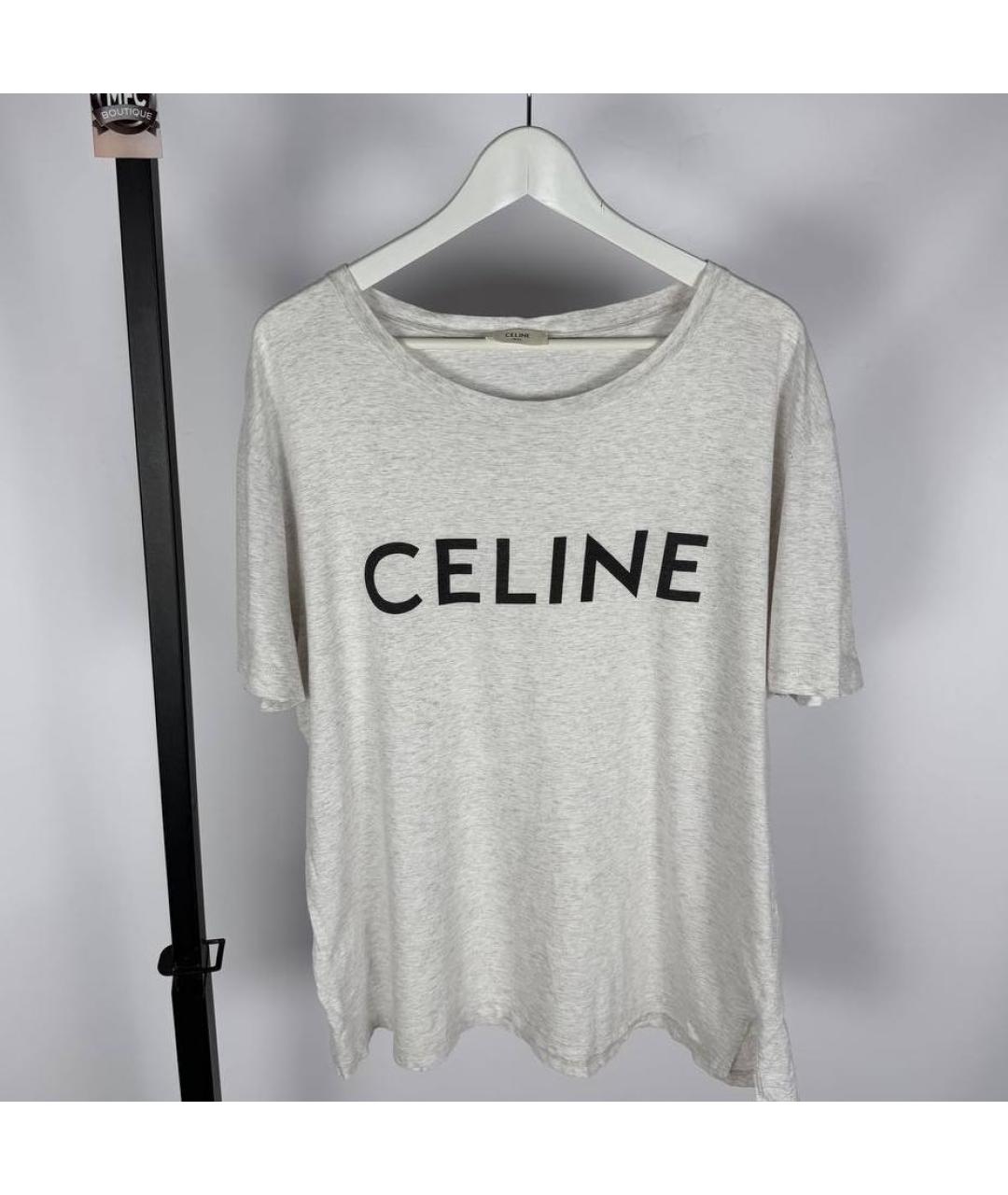CELINE Серая хлопковая футболка, фото 2