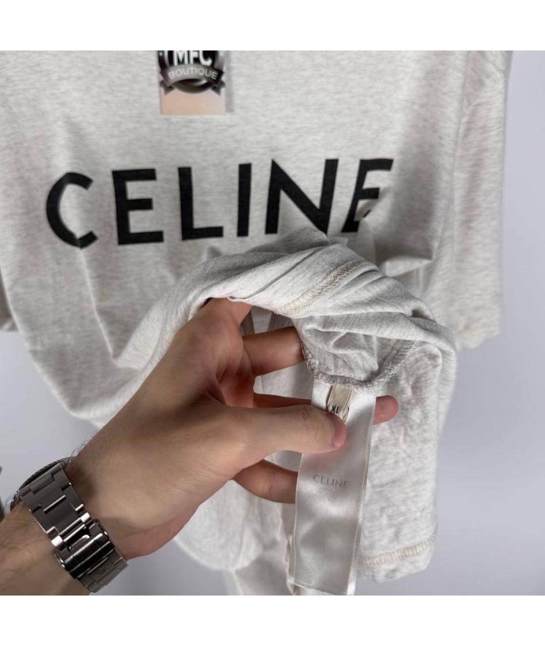 CELINE Серая хлопковая футболка, фото 4