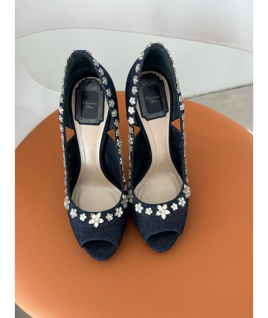 CHRISTIAN DIOR Синие текстильные туфли, фото 5