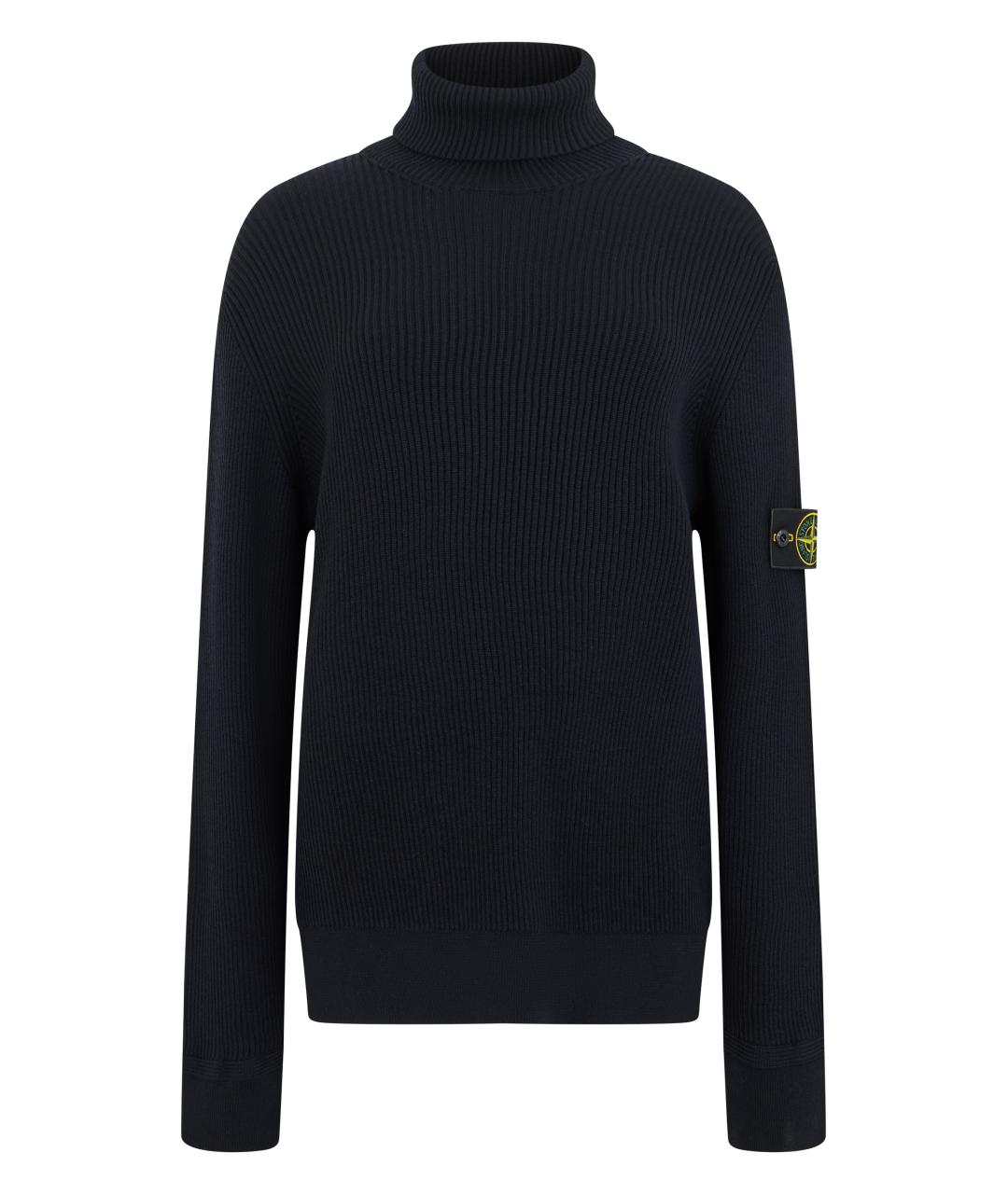 STONE ISLAND Черная шерстяная водолазка, фото 1