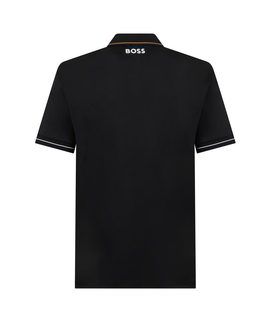 HUGO BOSS Черное хлопковое поло с коротким рукавом, фото 2