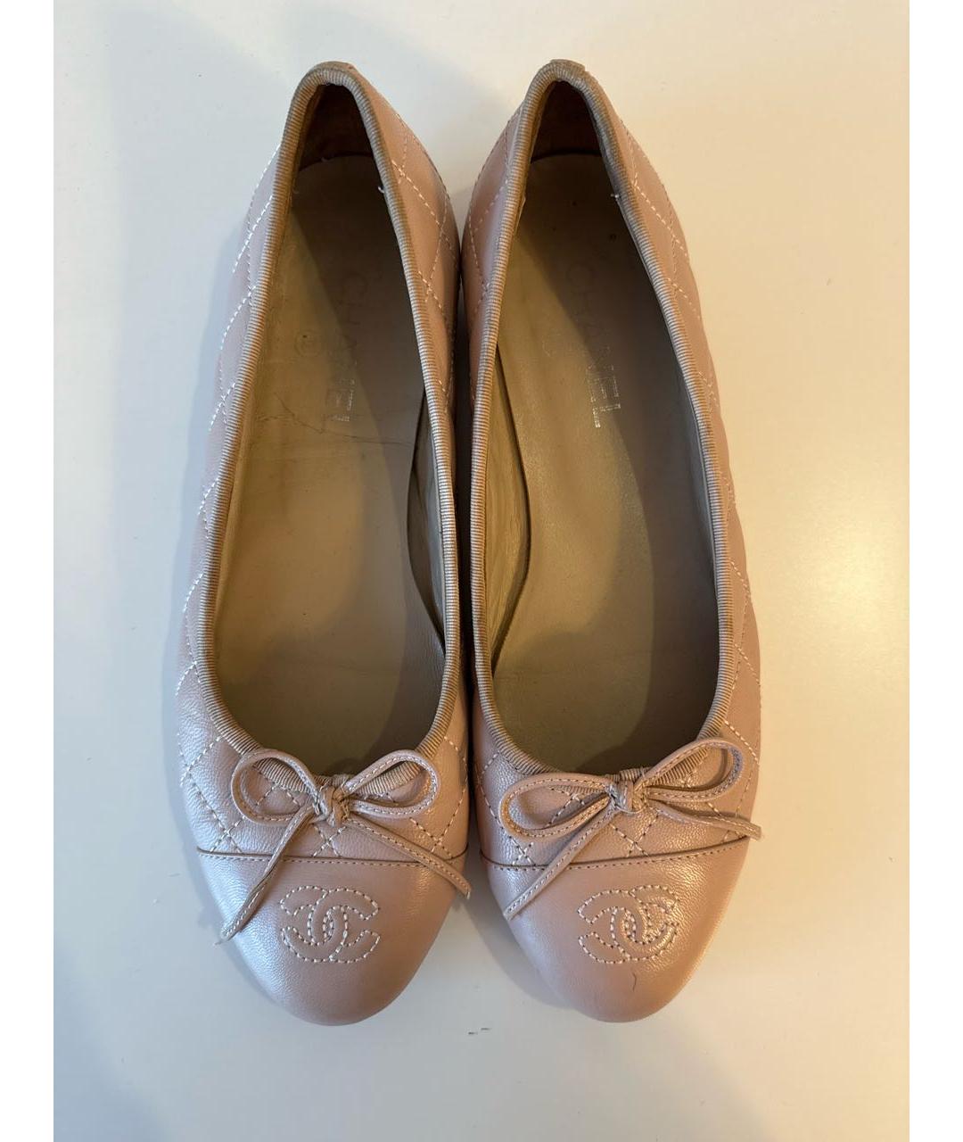 CHANEL Розовые кожаные балетки, фото 3
