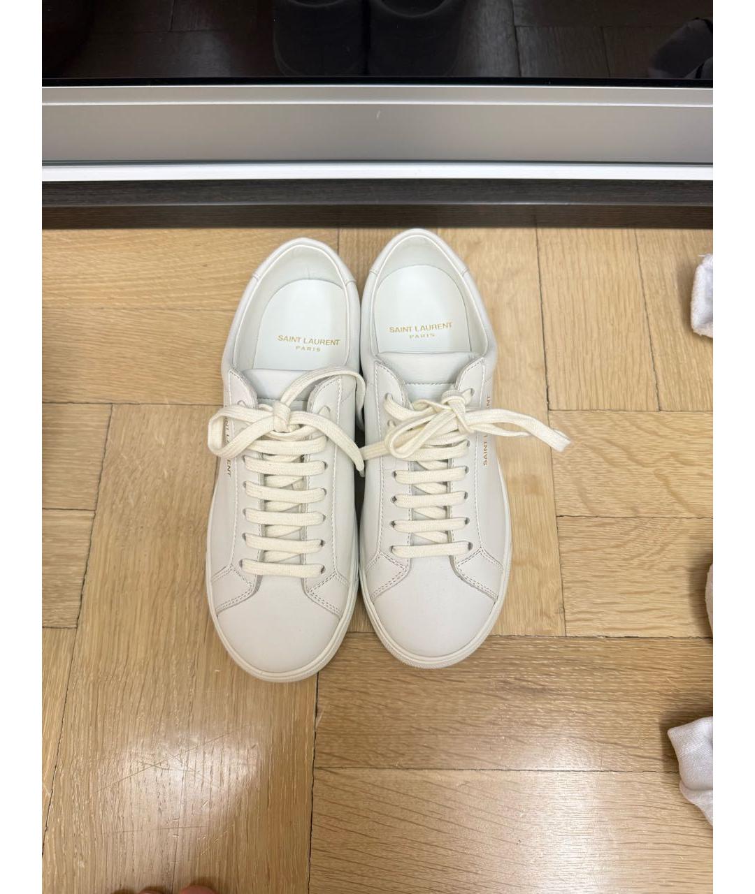 SAINT LAURENT Белые кожаные кеды, фото 2