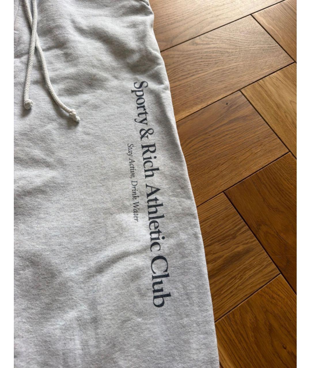 SPORTY AND RICH Серые хлопковые спортивные брюки и шорты, фото 2