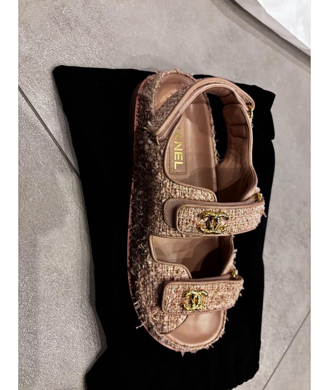 CHANEL Розовые кожаные сандалии, фото 4