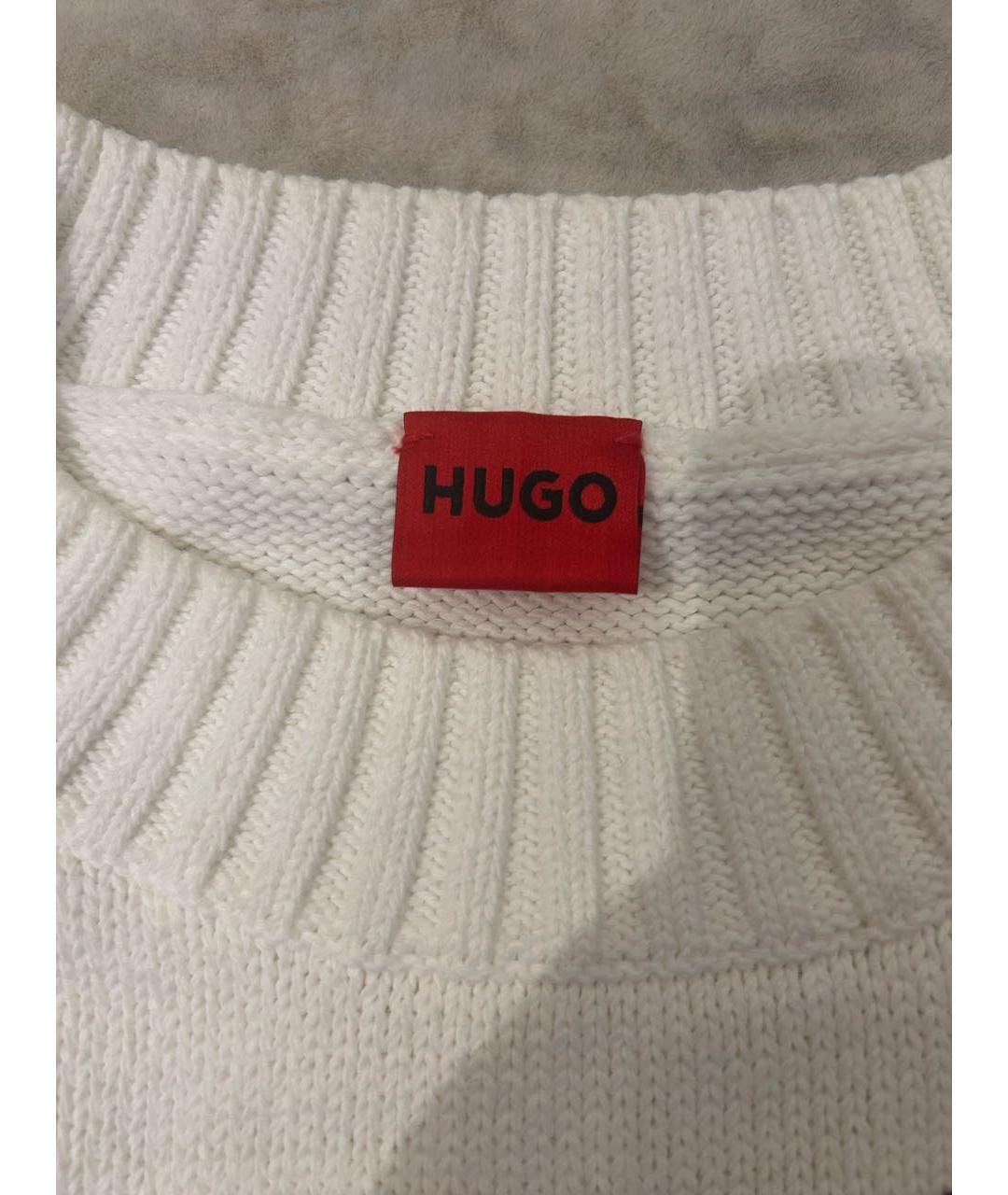 HUGO BOSS Белый хлопковый джемпер / свитер, фото 6