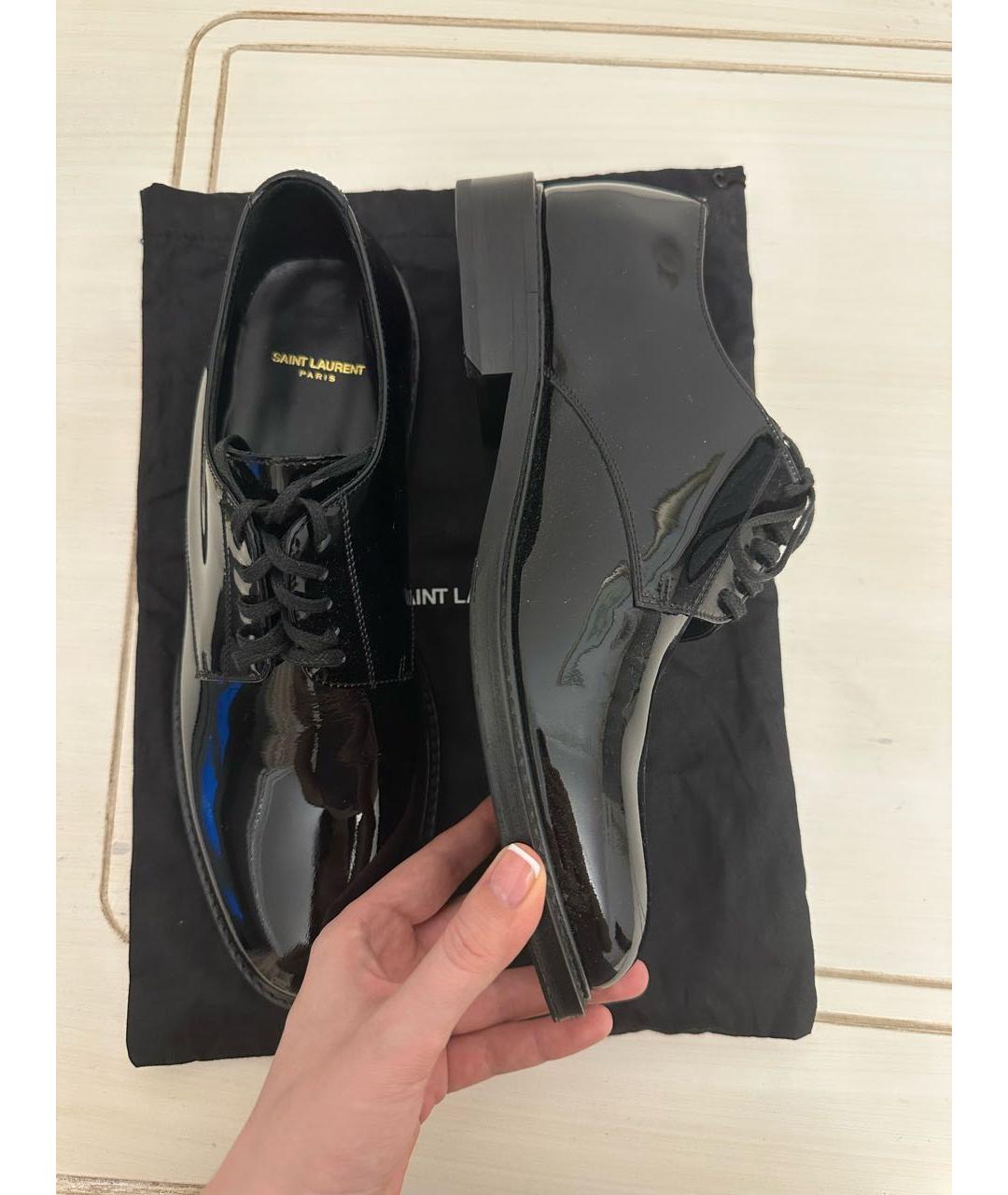 SAINT LAURENT Черные брогги и оксфорды из лакированной кожи, фото 5