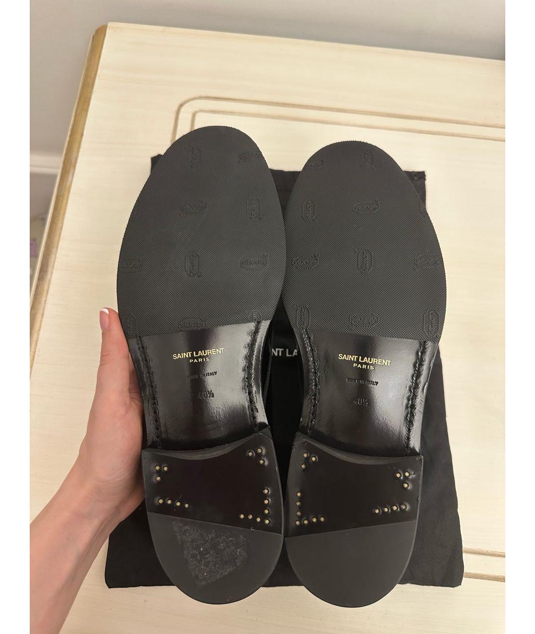 SAINT LAURENT Черные брогги и оксфорды из лакированной кожи, фото 6