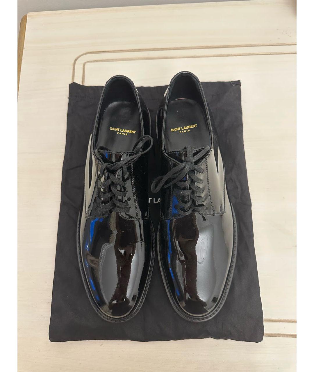 SAINT LAURENT Черные брогги и оксфорды из лакированной кожи, фото 7