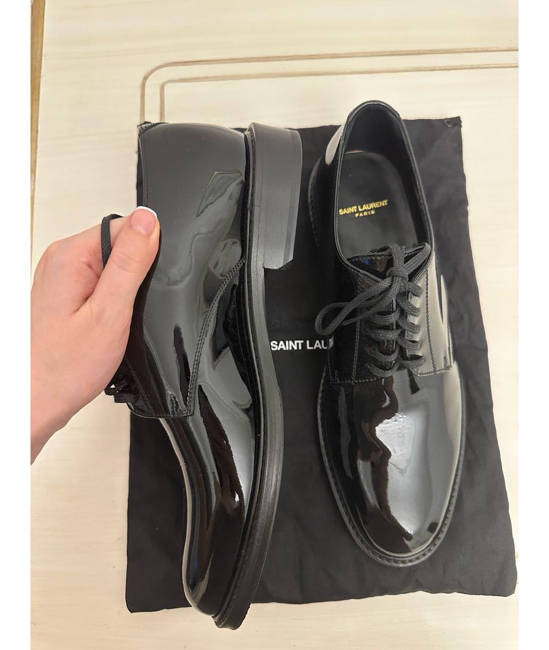 SAINT LAURENT Черные брогги и оксфорды из лакированной кожи, фото 2