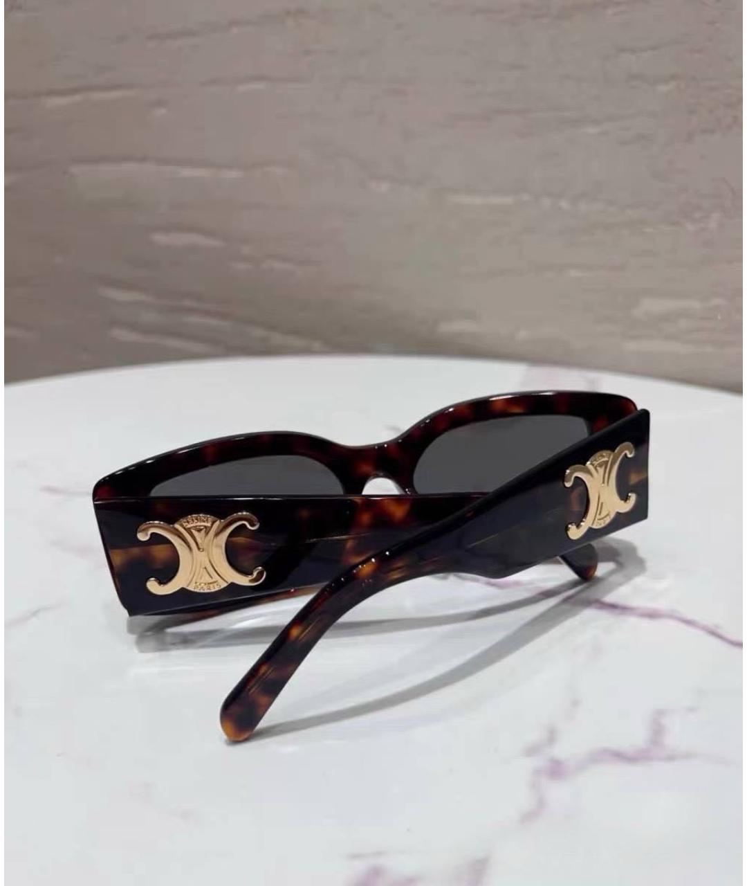 CELINE Коричневые пластиковые солнцезащитные очки, фото 3