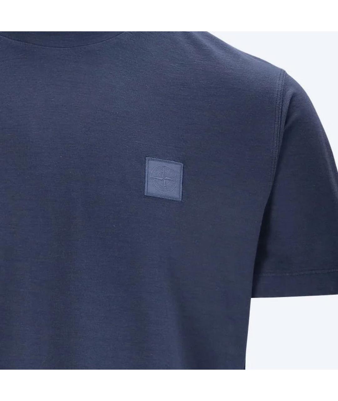 STONE ISLAND Синяя хлопковая футболка, фото 3
