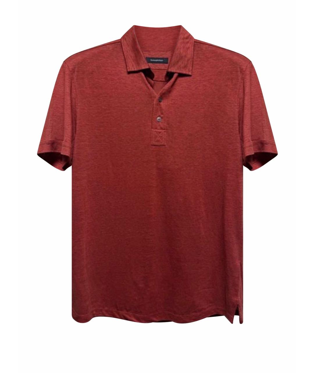 ERMENEGILDO ZEGNA XXX Оранжевое льняное поло с коротким рукавом, фото 1