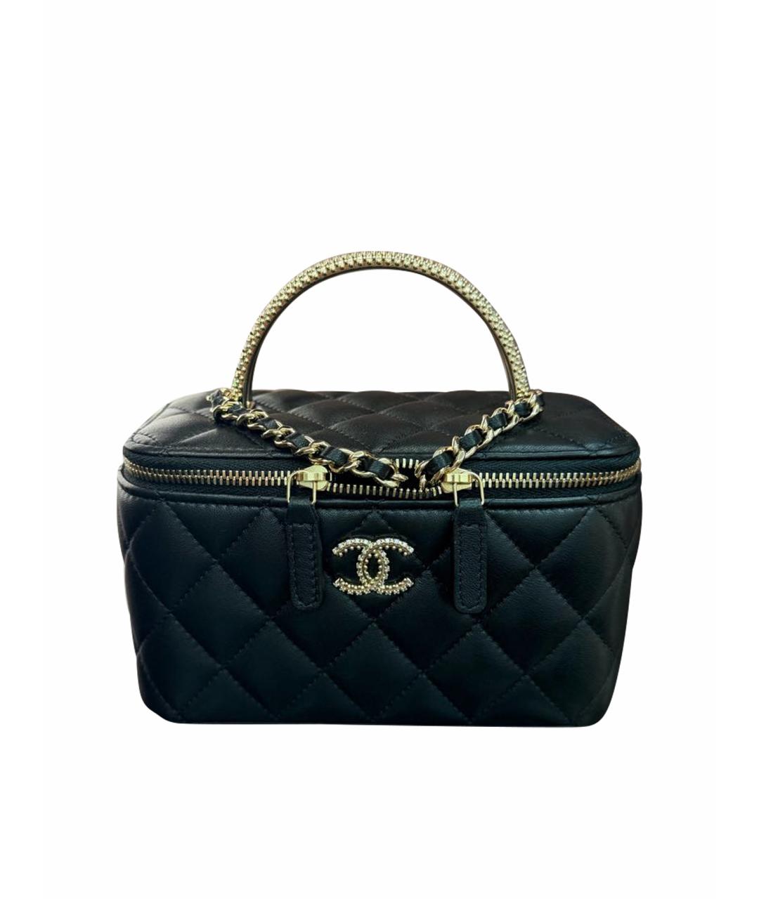 CHANEL Черная кожаная сумка с короткими ручками, фото 1