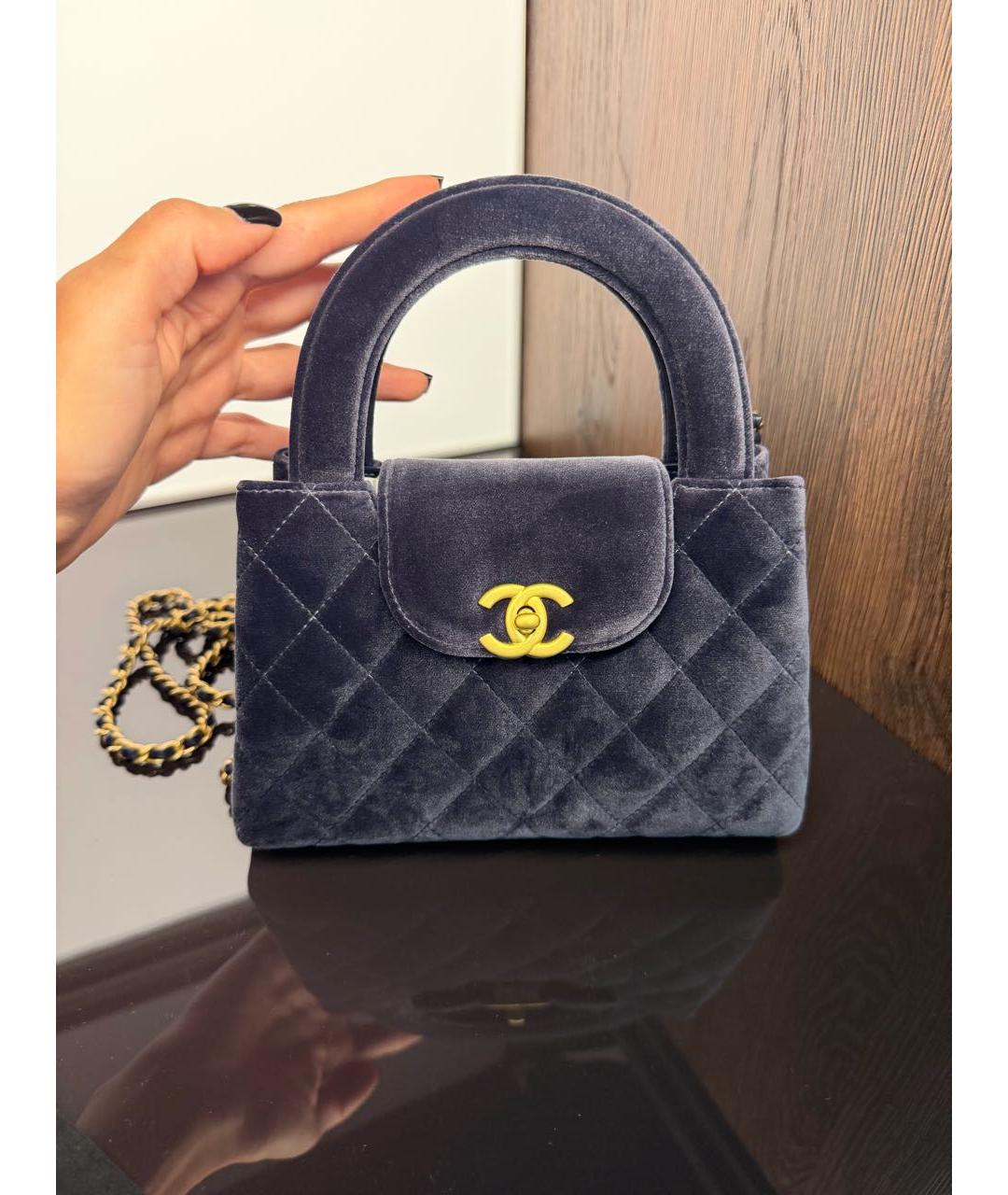 CHANEL Синяя замшевая сумка с короткими ручками, фото 9