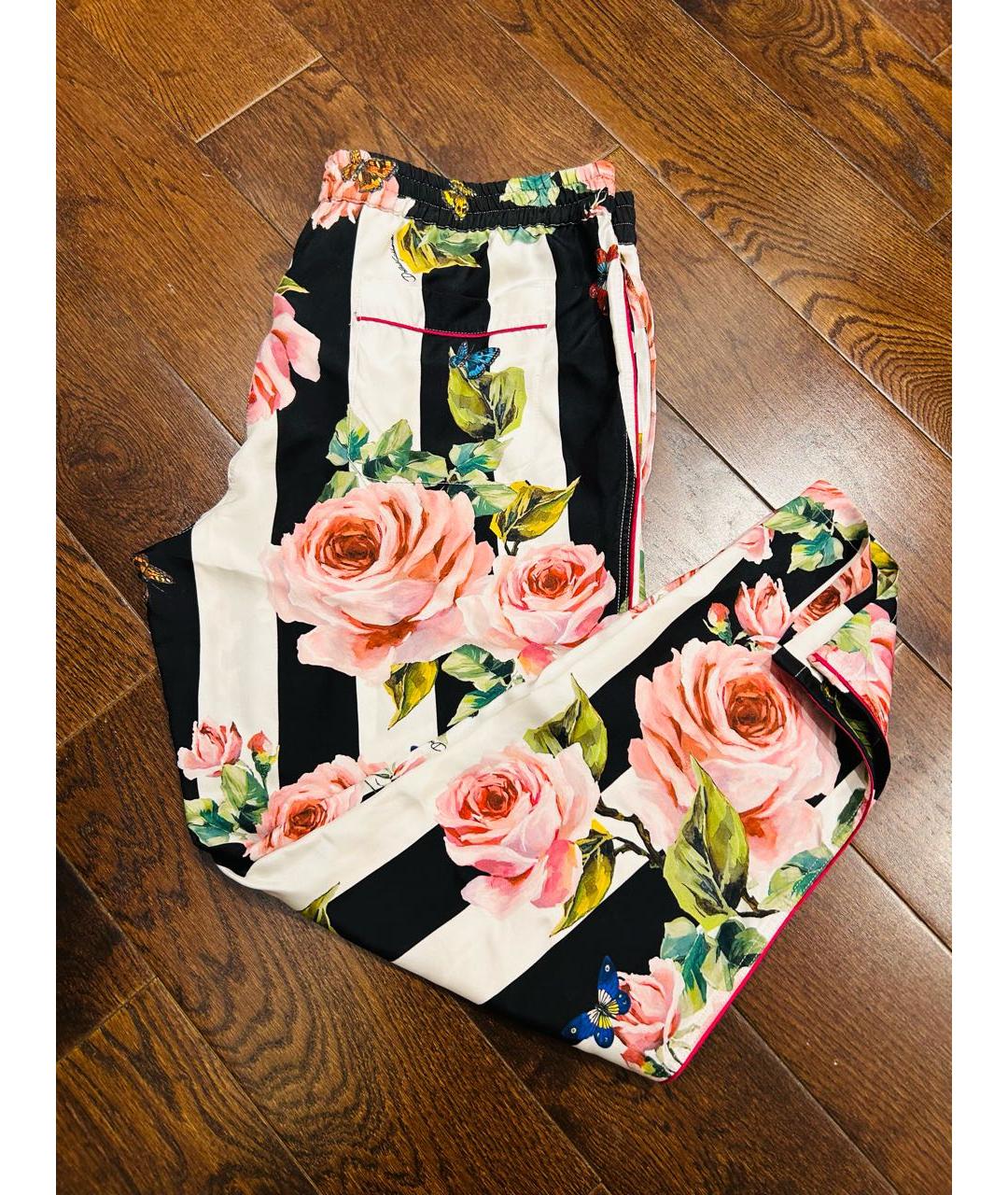 DOLCE&GABBANA Мульти шелковые брюки широкие, фото 3