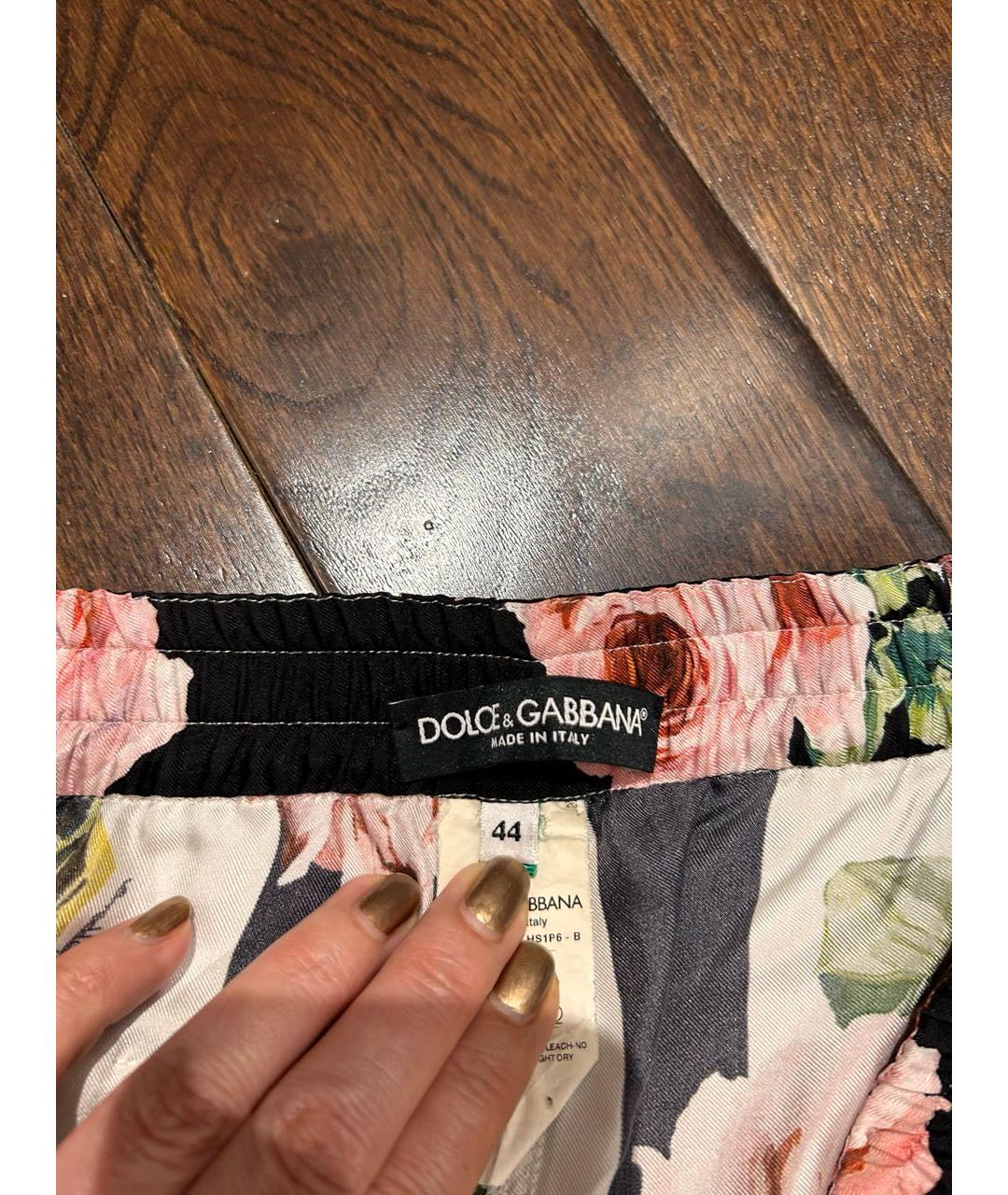 DOLCE&GABBANA Мульти шелковые брюки широкие, фото 7