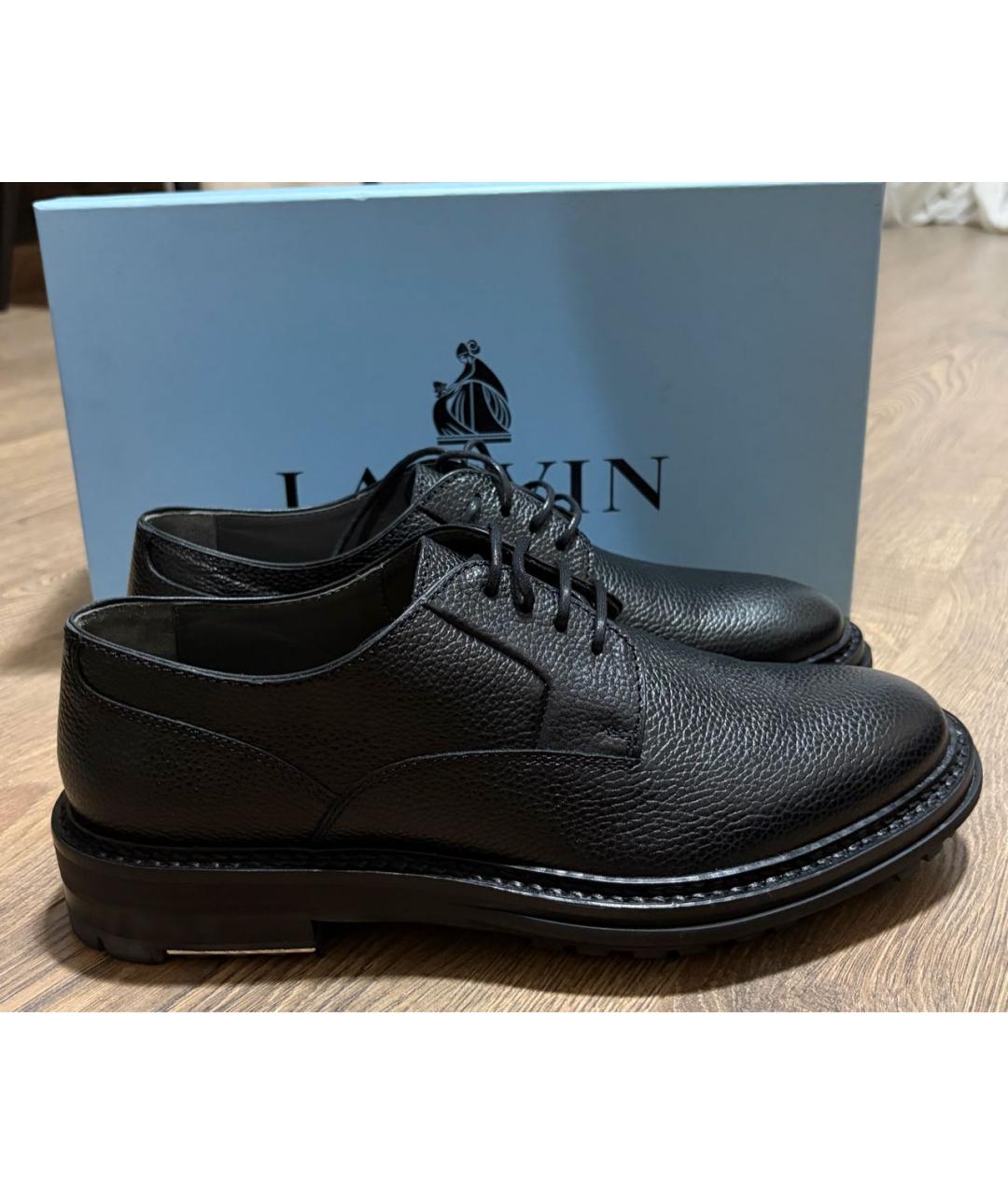 LANVIN Черные кожаные низкие ботинки, фото 5