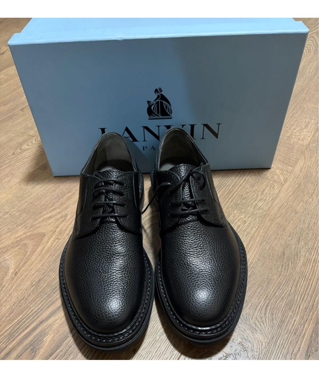 LANVIN Черные кожаные низкие ботинки, фото 2