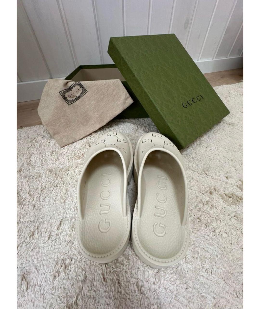 GUCCI Белые резиновые сабо, фото 4