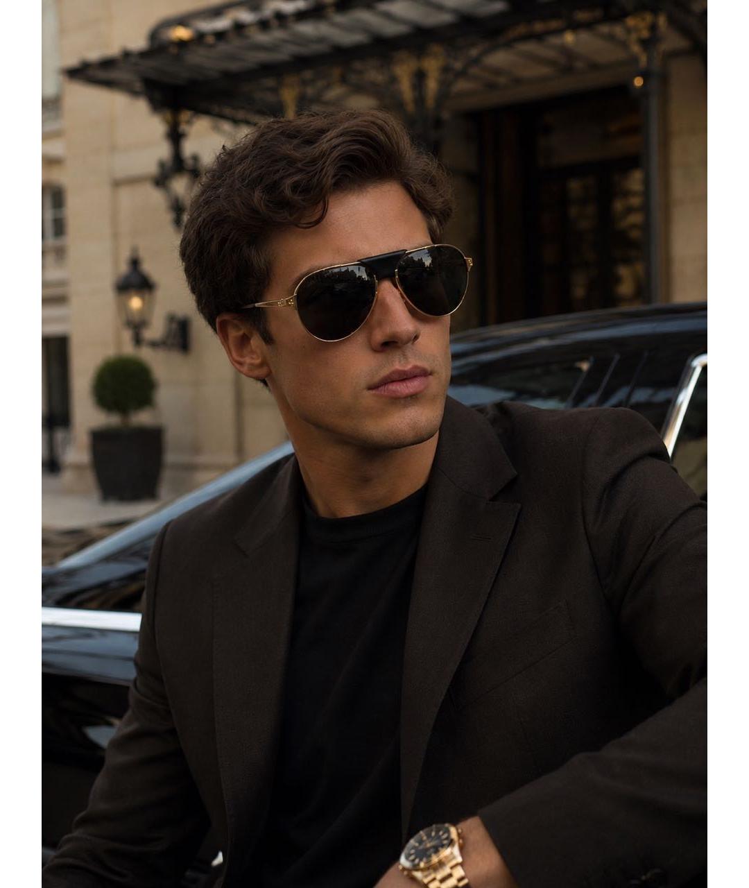 CARTIER Золотые металлические солнцезащитные очки, фото 8
