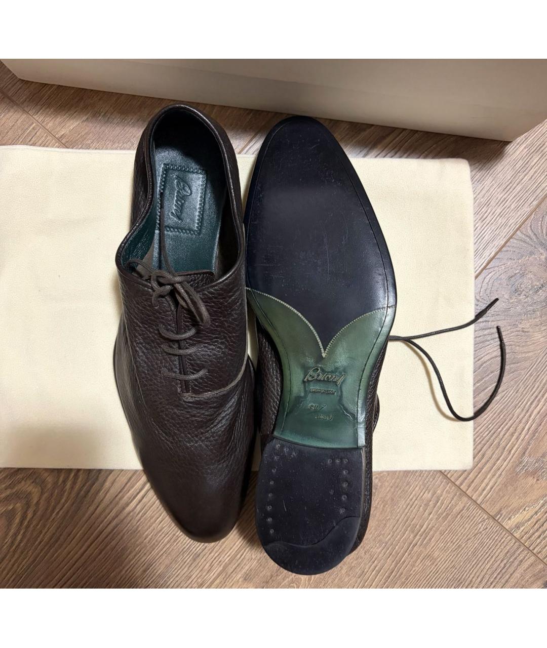 BRIONI Коричневые кожаные туфли, фото 3