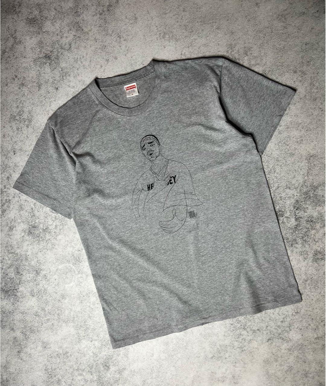 SUPREME Серая хлопковая футболка, фото 9