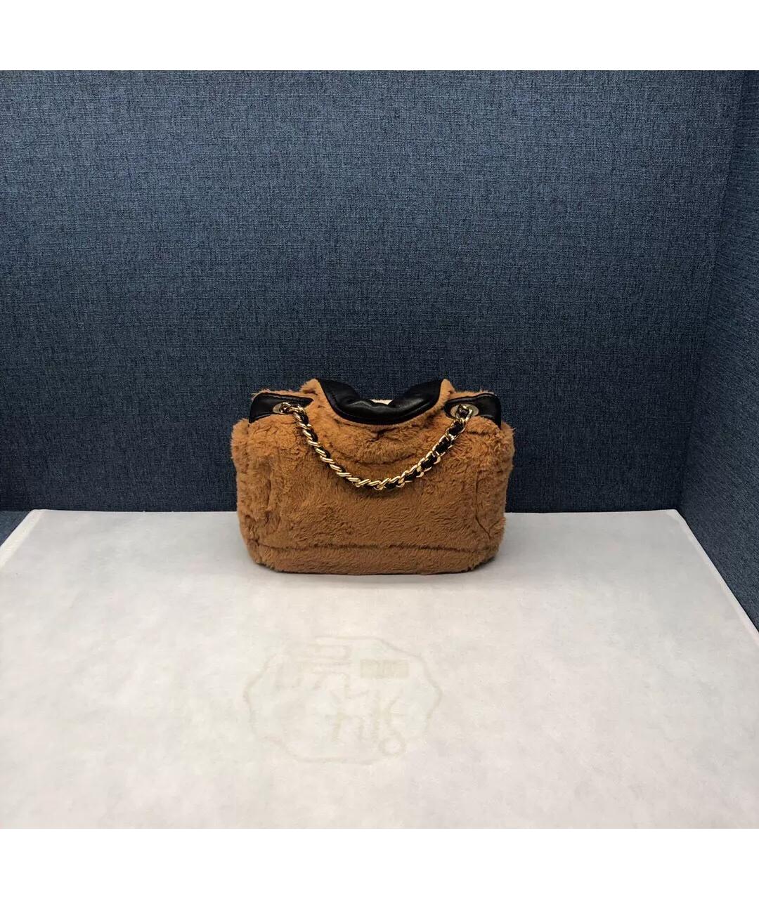 MOSCHINO Коричневая меховая сумка через плечо, фото 2