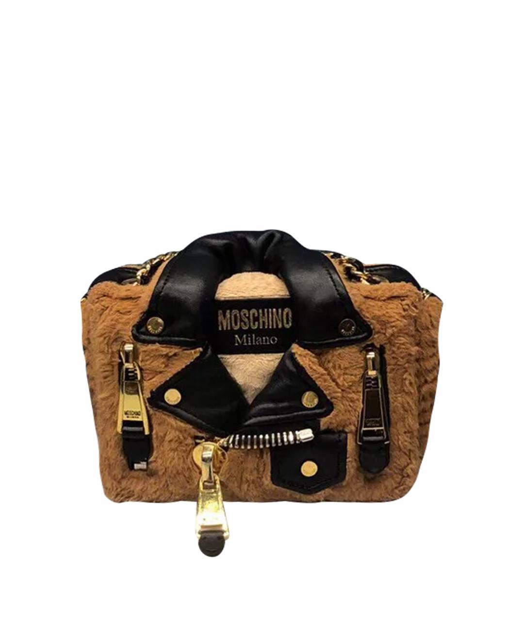 MOSCHINO Коричневая меховая сумка через плечо, фото 1