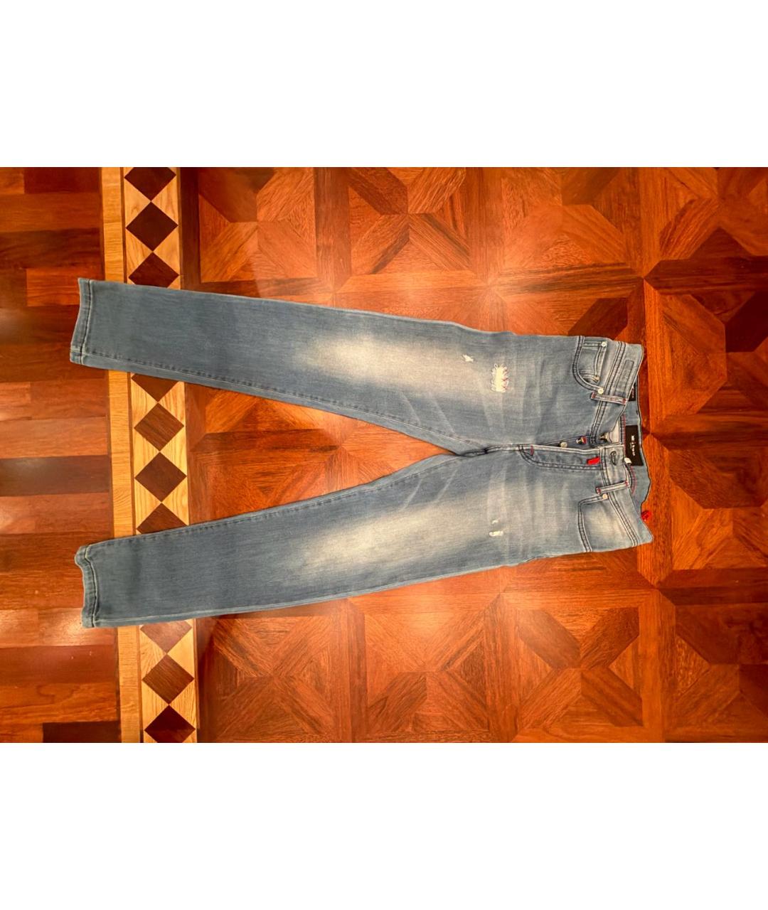 KITON Голубые хлопковые прямые джинсы, фото 5